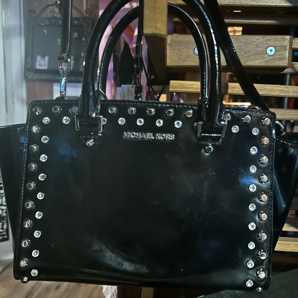 Michael Kors Black Studded Satchel